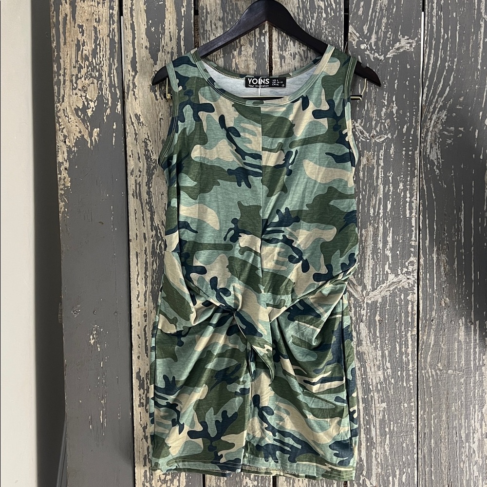 YOINS Green Camo Print Top Dress Size L